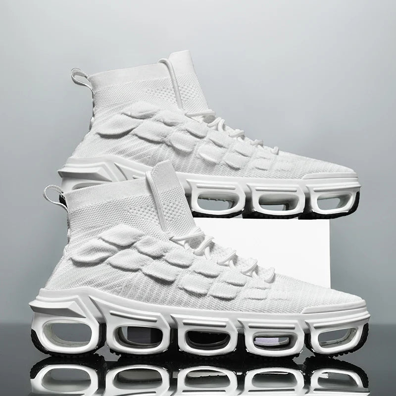 SM 440 High-Top Knit Sneaker in white (MODEL440WHT)